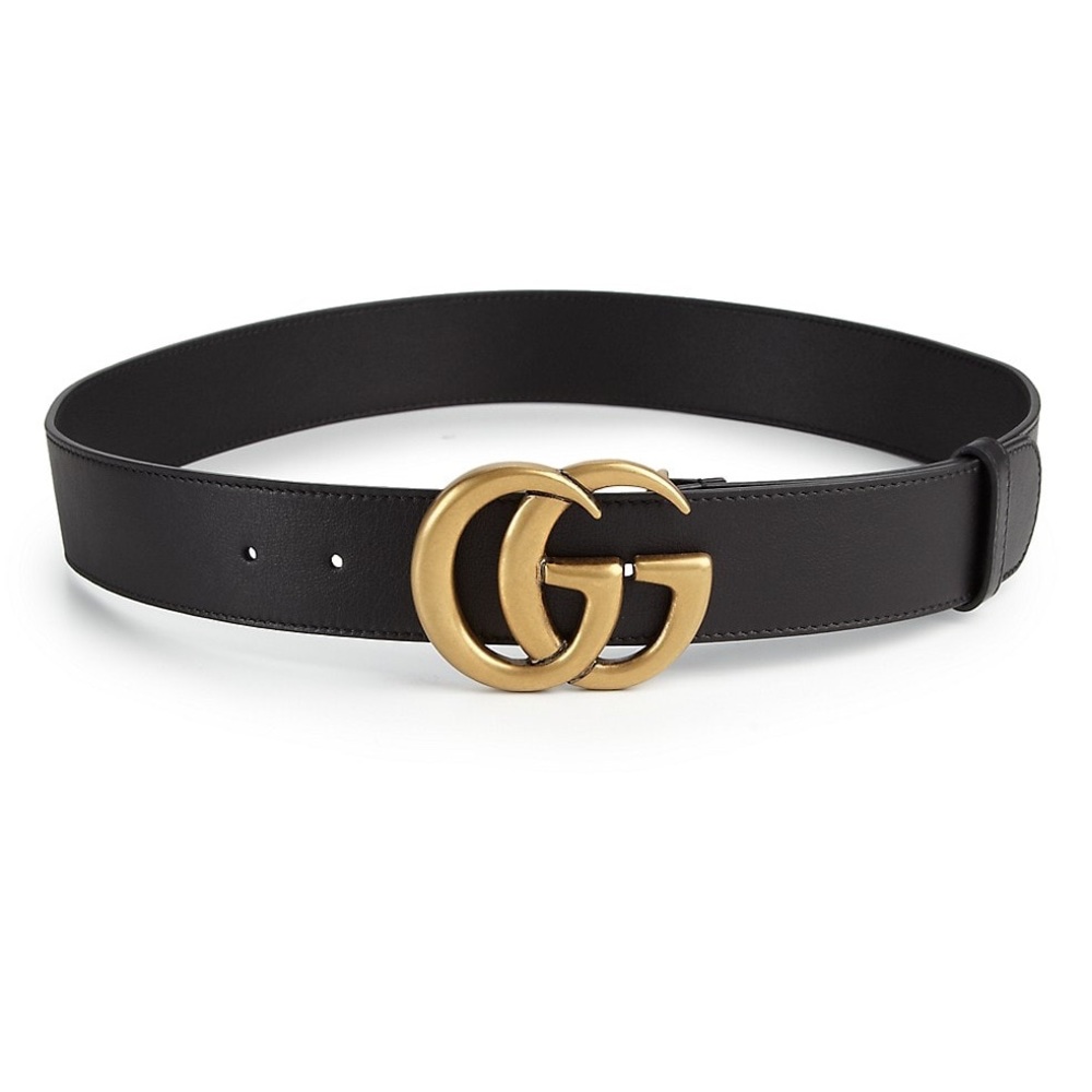 Gucci Wide Leather Belt Double G Buckle